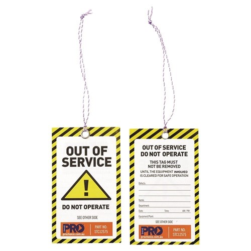 [PC-STC12575-10] Safety Tags - CAUTION out of Service (10 Pack)
