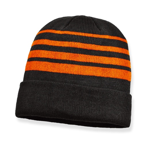 [AH731-BO] Acrylic Beanie - Black/Orange