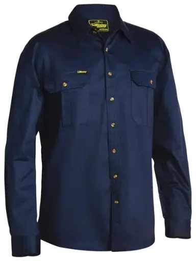 BISLEY BS6433 Original Cotton Drill Long Sleeve Shirt, Navy